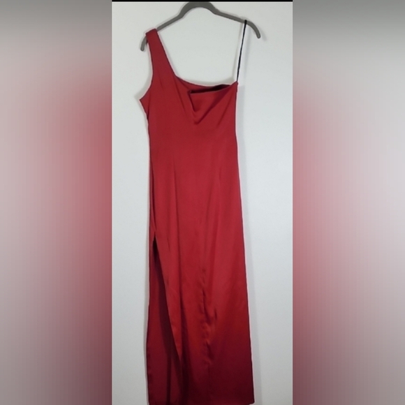 Rampage Y2K Maxi Prom Dress Size 5 Red High Slit One Shoulder Sequin 90s Formal - Picture 10 of 15
